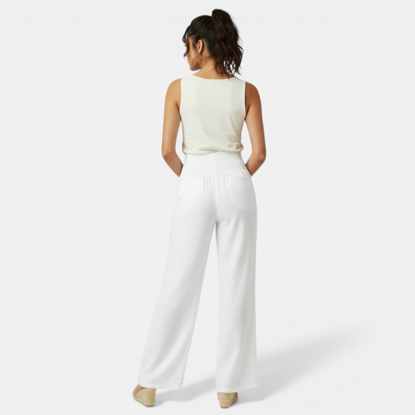 High-Waisted Linen Cotton Trousers