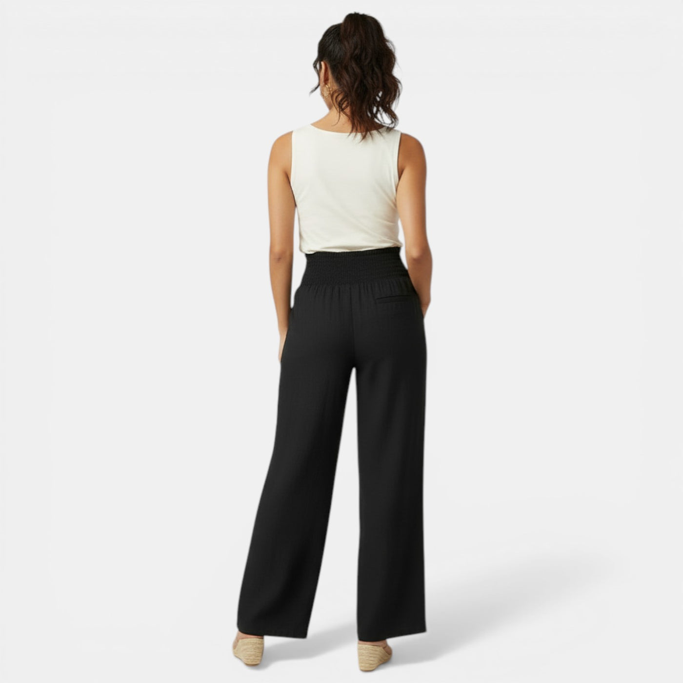 High-Waisted Linen Cotton Trousers
