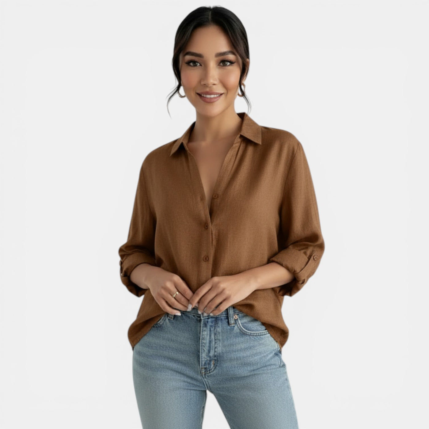 Blusa Lino Mujer Manga Larga