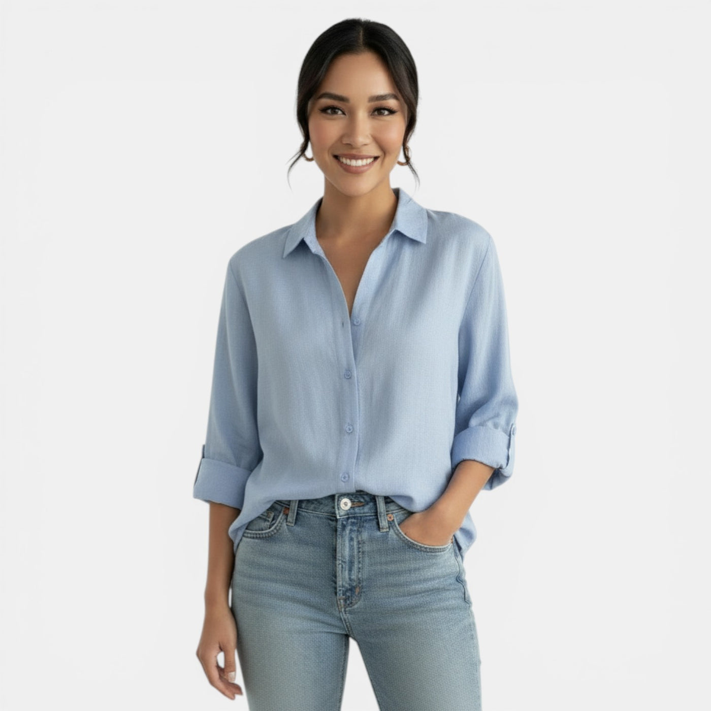 Blusa Lino Mujer Manga Larga