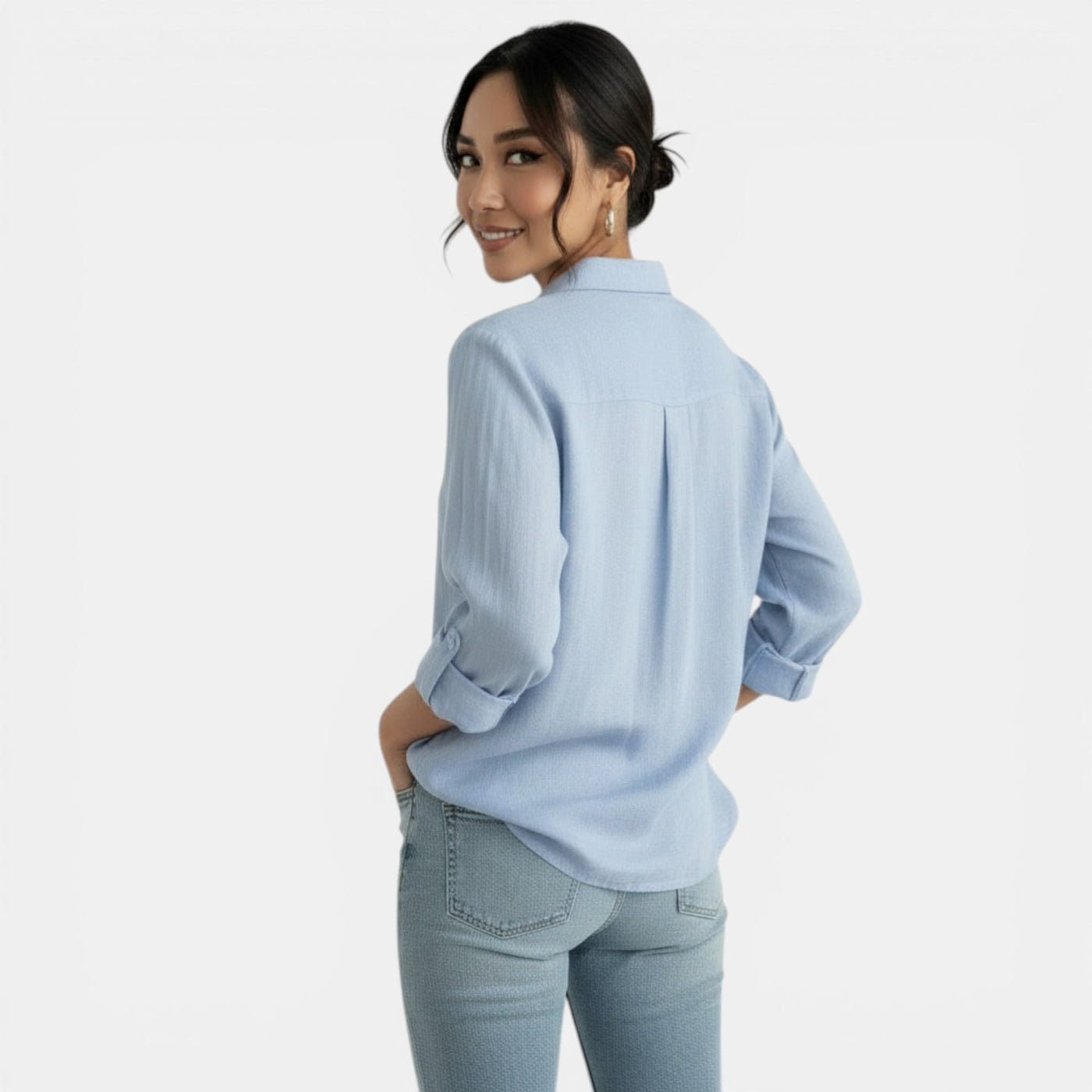 Blusa Lino Mujer Manga Larga