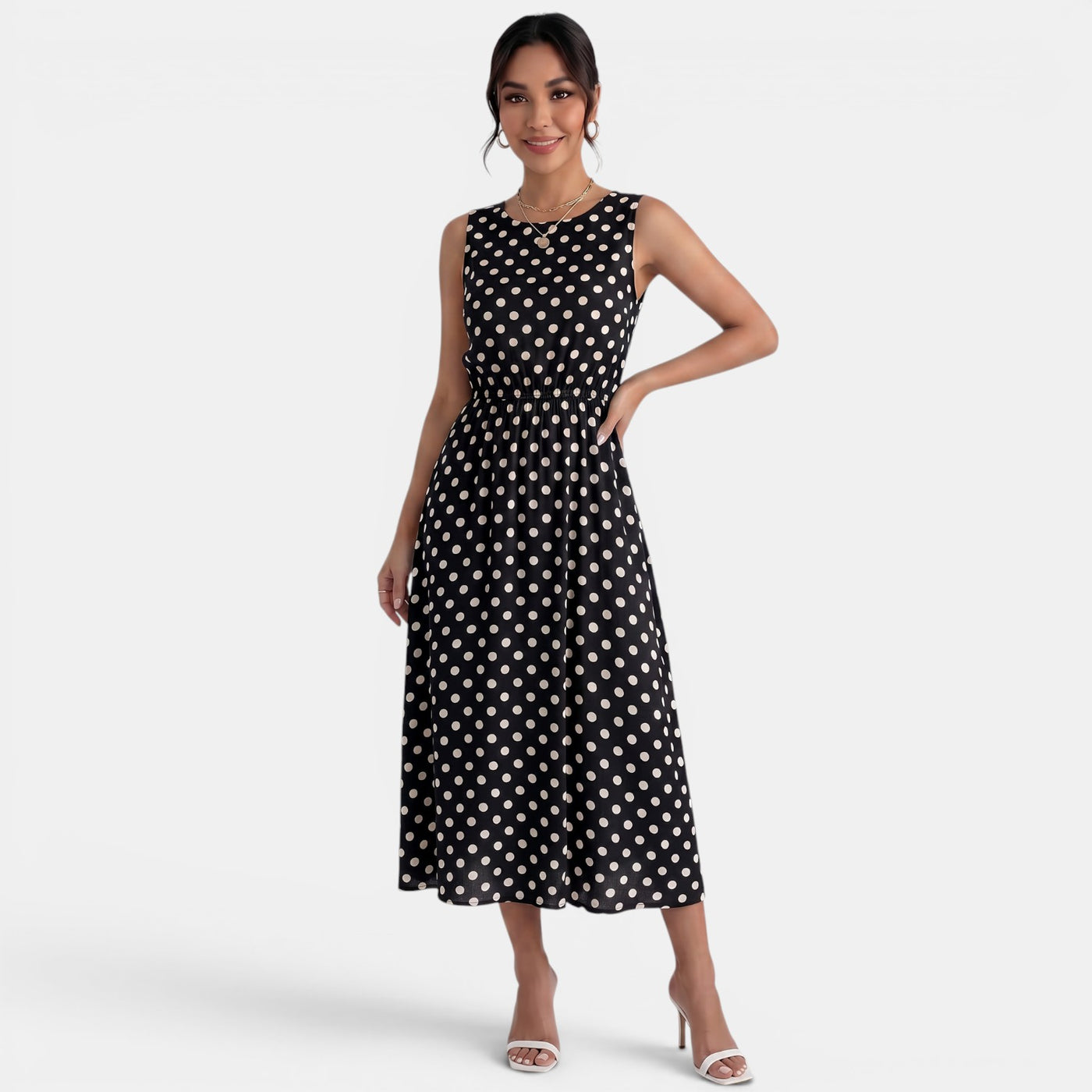 Women's Summer Polka Dot Midi Dress