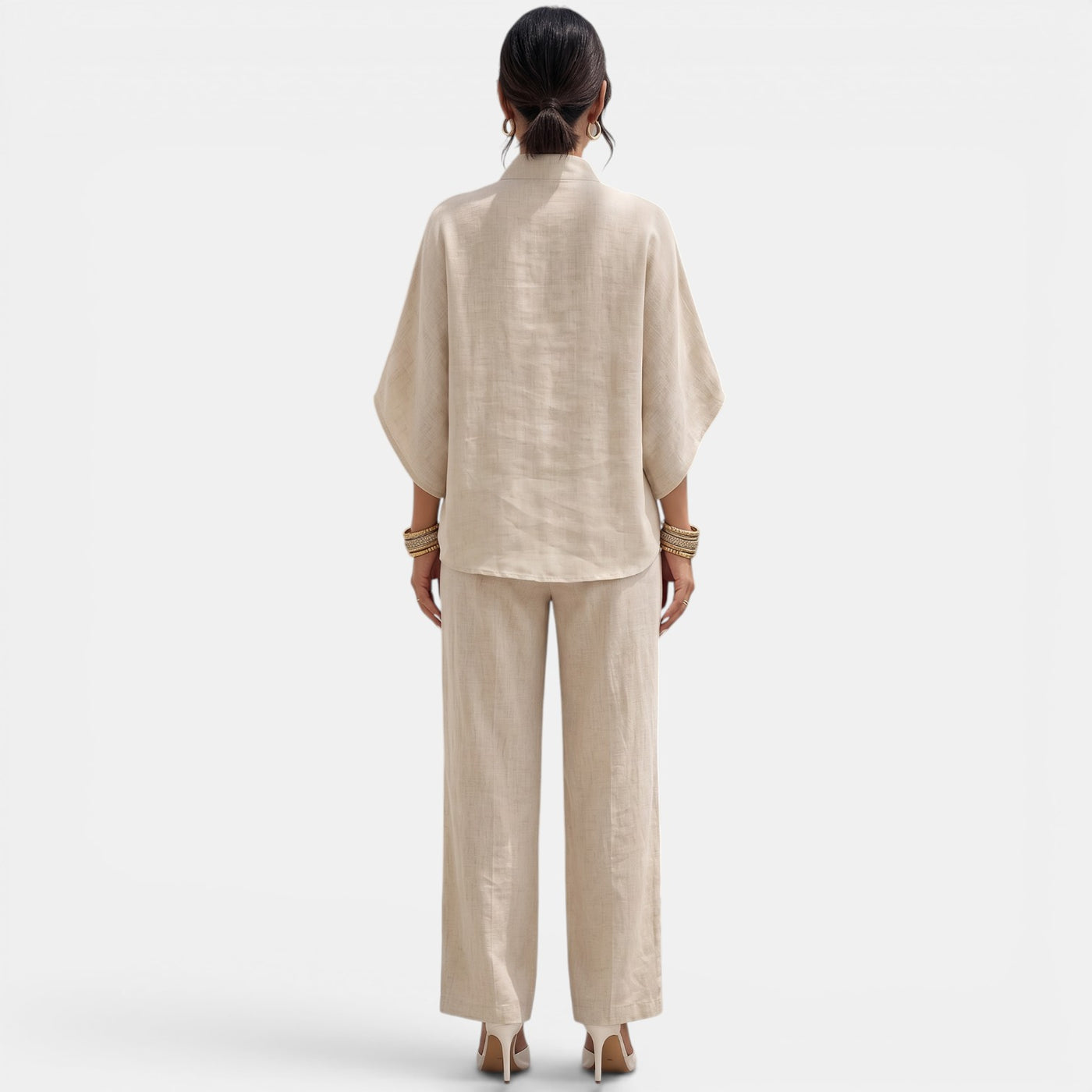 Women's Linen Summer Short Sleeve Set