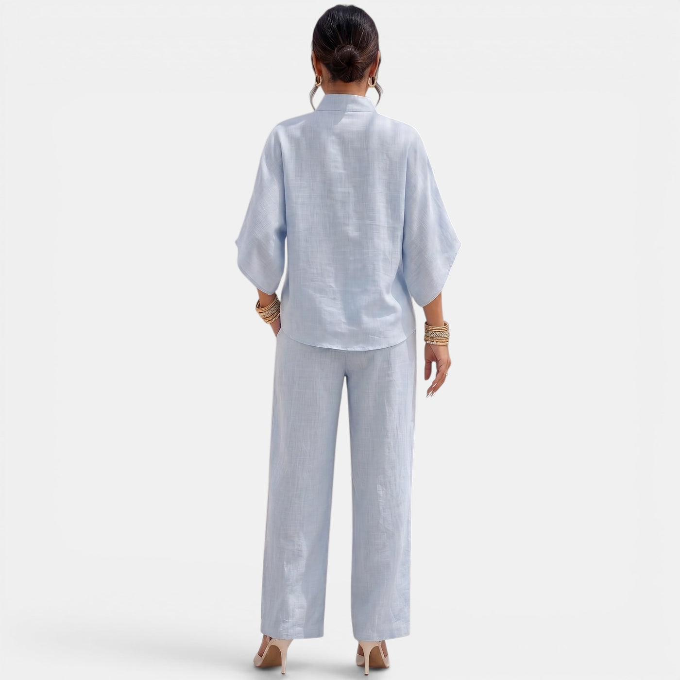 Women's Linen Summer Short Sleeve Set