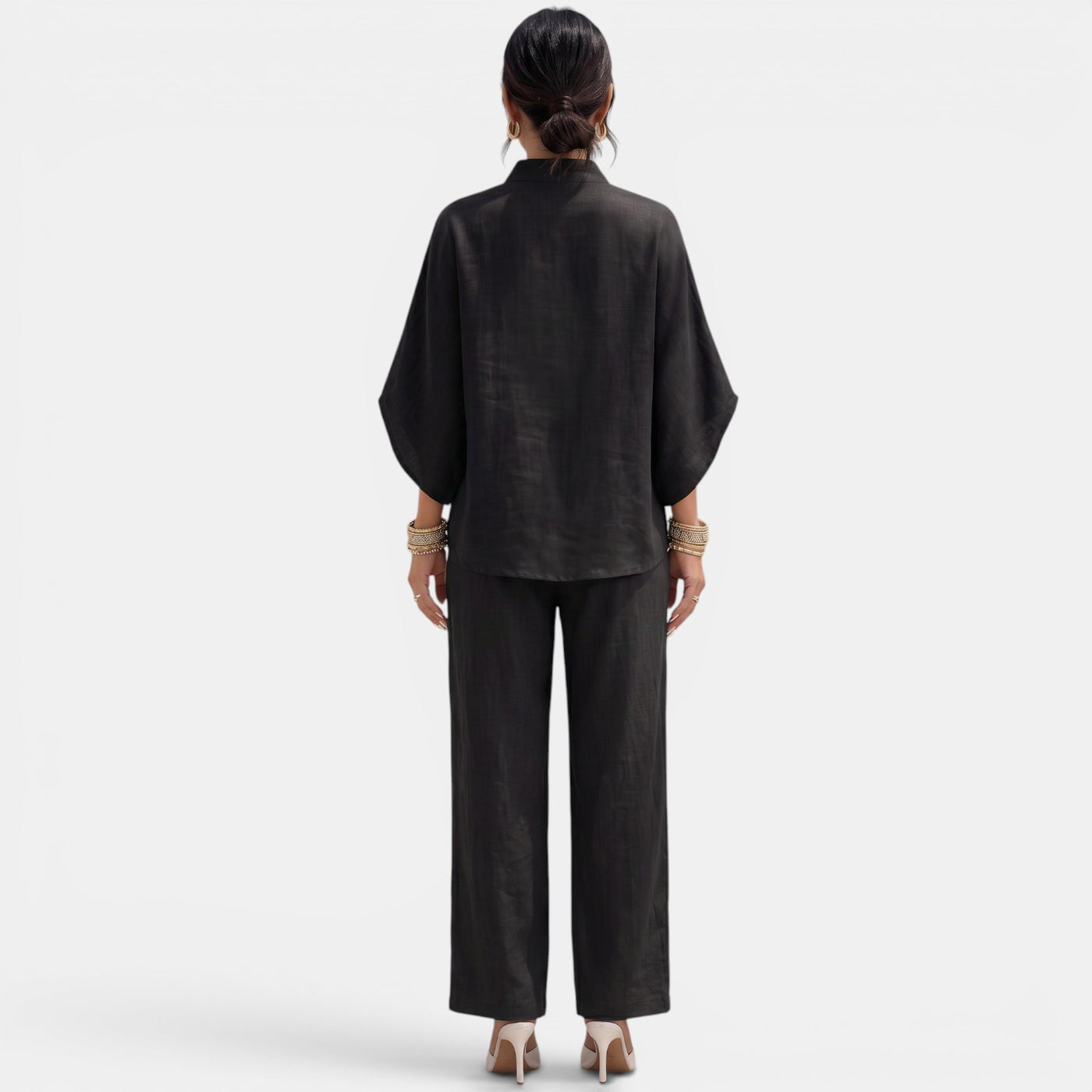 Women's Linen Summer Short Sleeve Set
