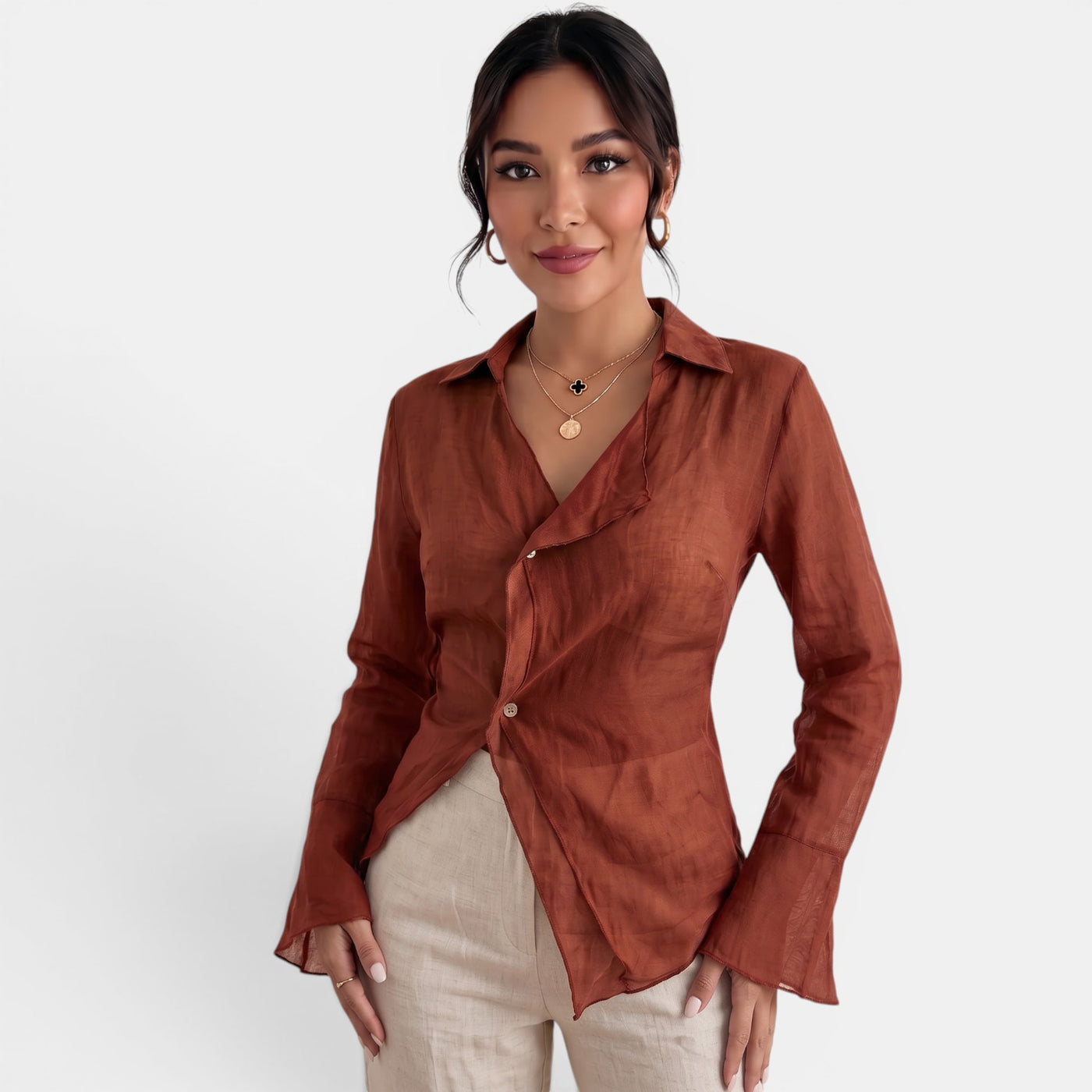 Blusa Lino Mujer Elegante