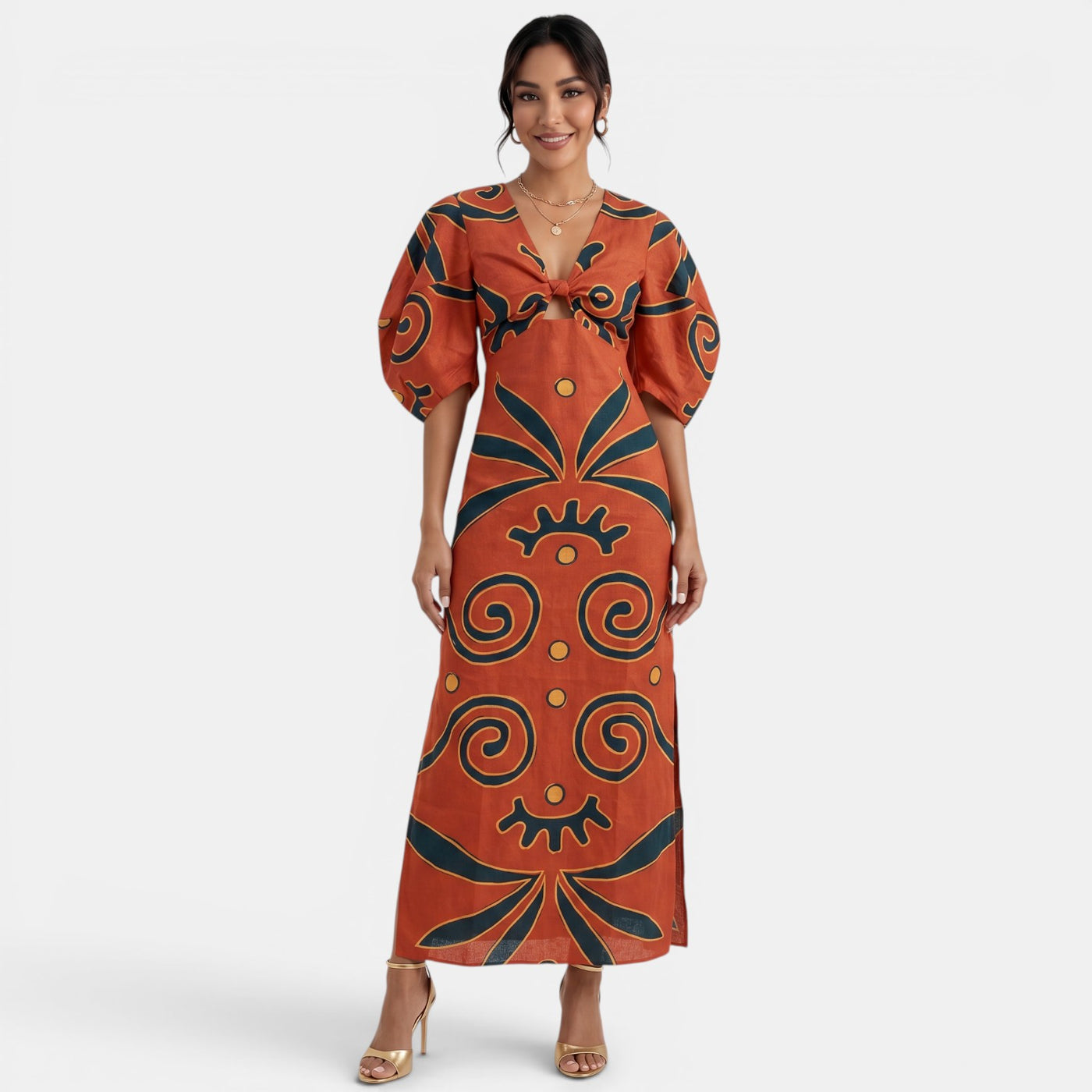 Long Red Linen Dress