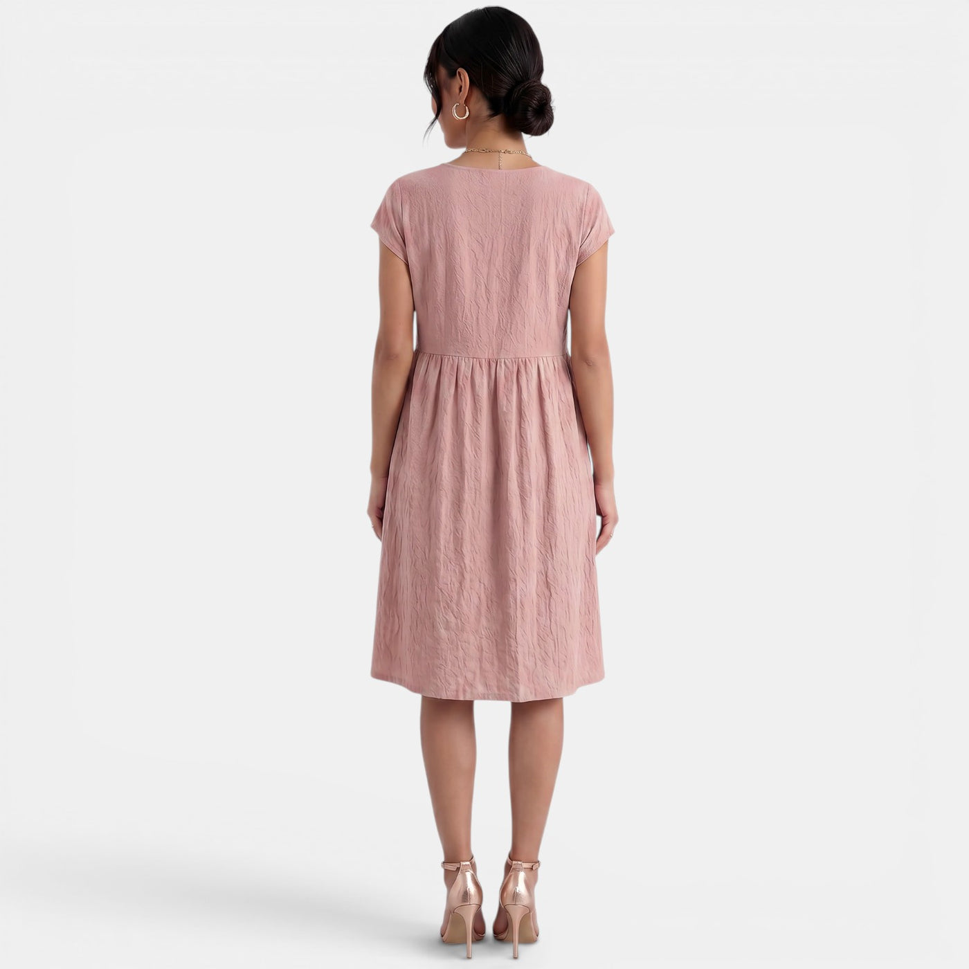 Women's Midi Cotton Linen Pleated Waist