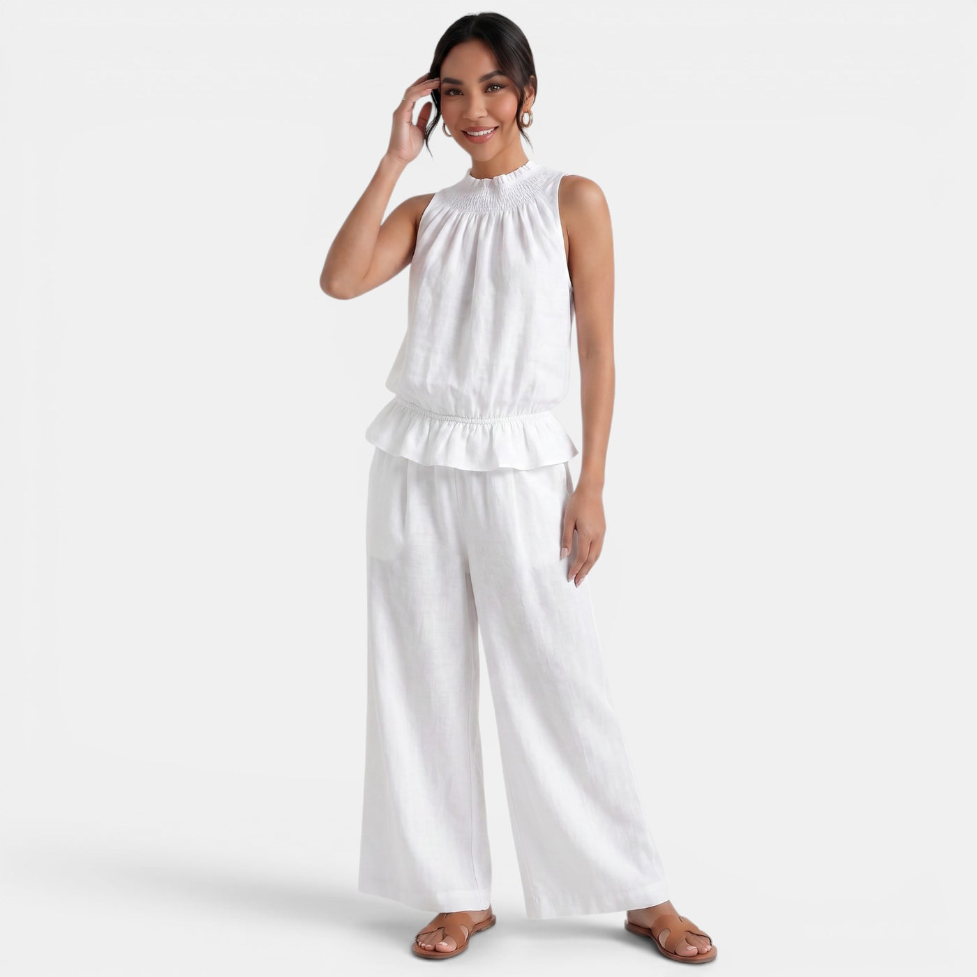 Women's Sleeveless Linen Set for Summer