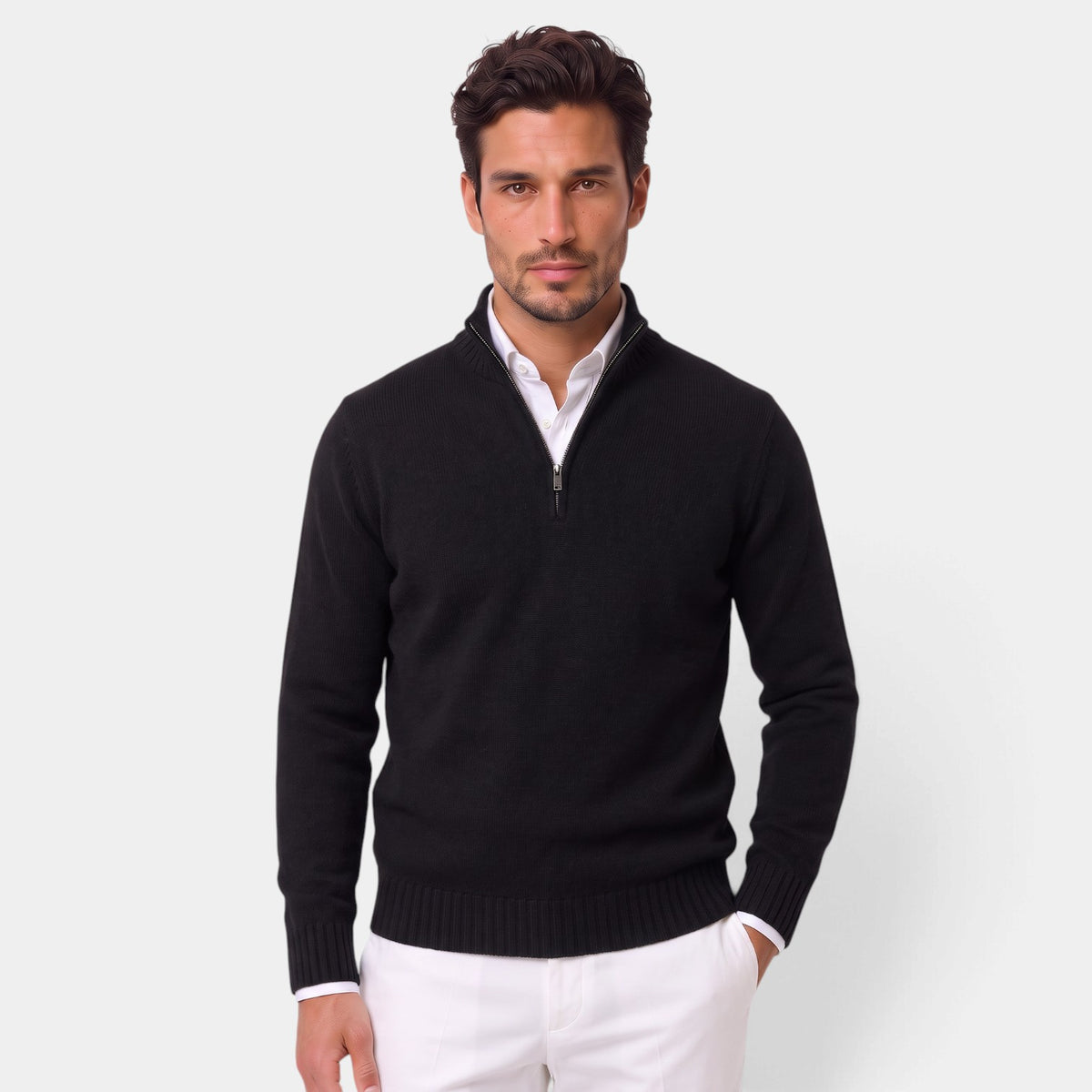 Jersey Hombre de Cachemira Media Cremallera