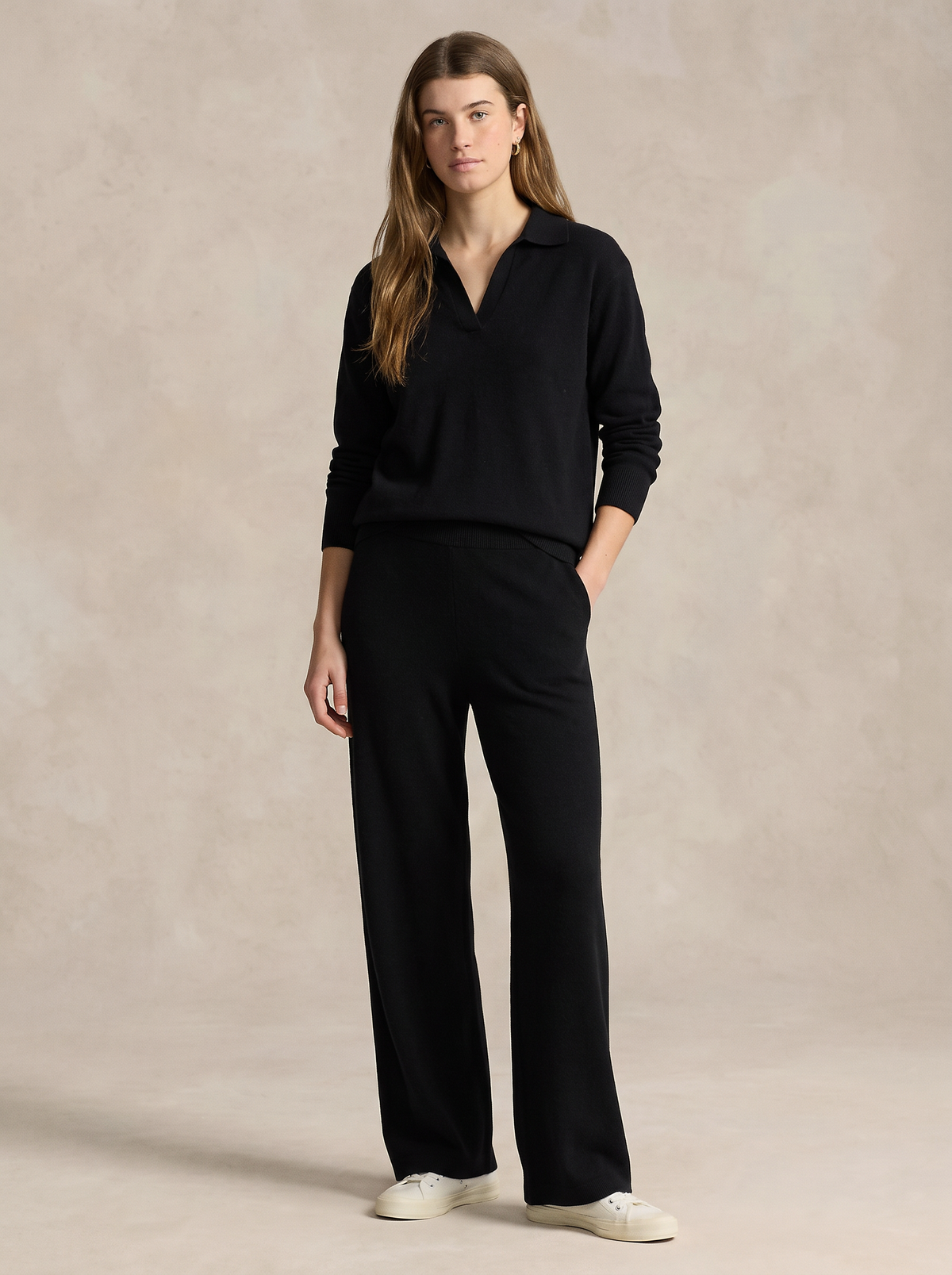 Women's Knitted Polo and Harem Pants Set