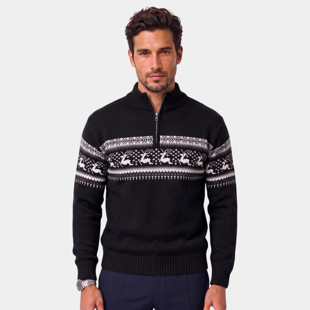 Jersey Navideño Hombre Punto Cuello Alto