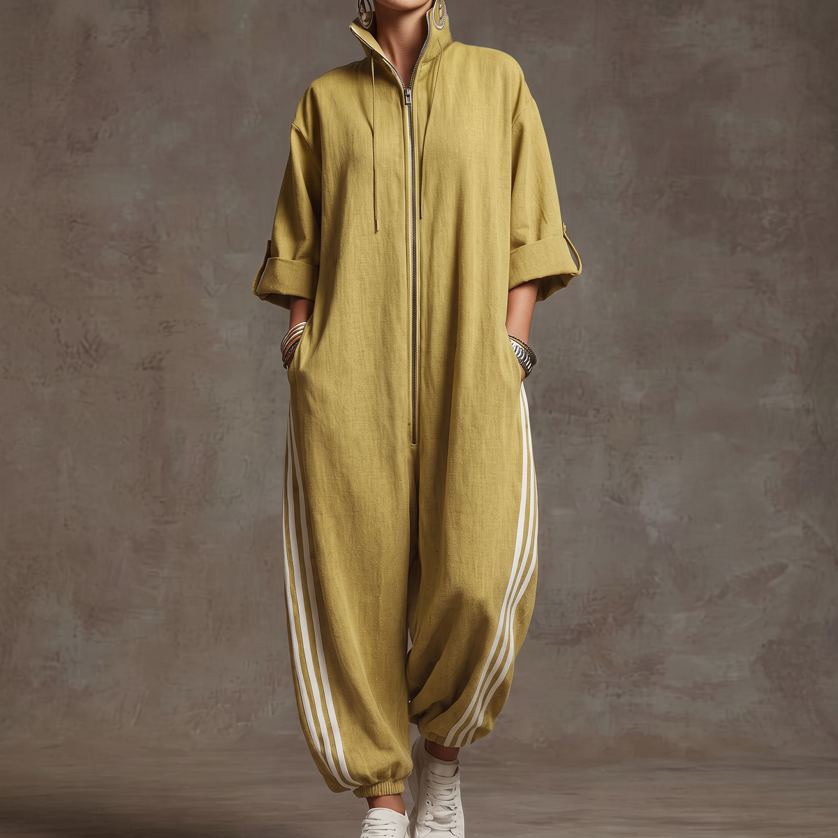Mono Mujer Elegante de Manga Larga con Cremallera