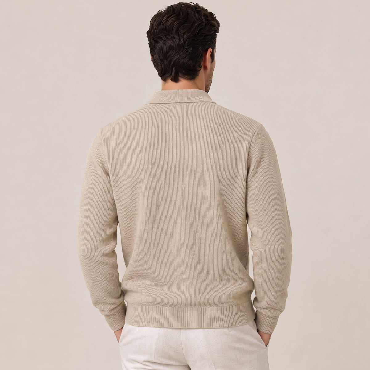 Men's Wool Blend Collared Cardigan Sweater