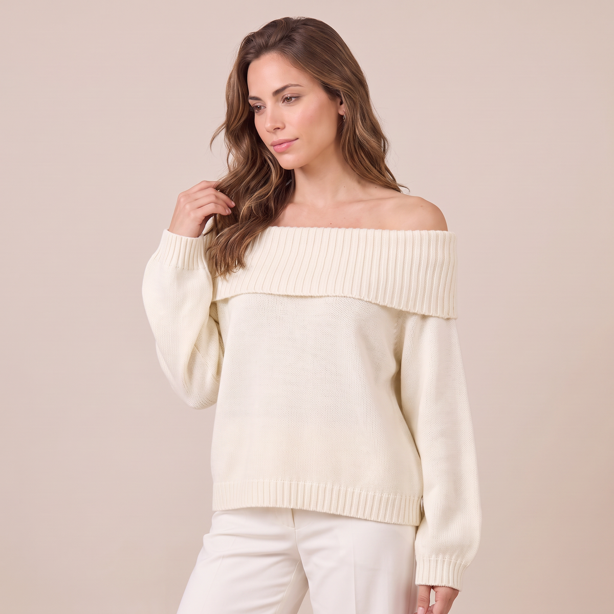 Women's Relaxed Knit Off-the-Shoulder Sweater - Slouchy Pullover
