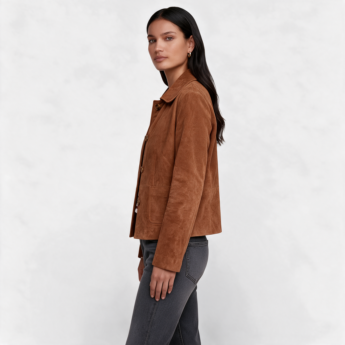 Chaqueta de Ante Marrón Mujer
