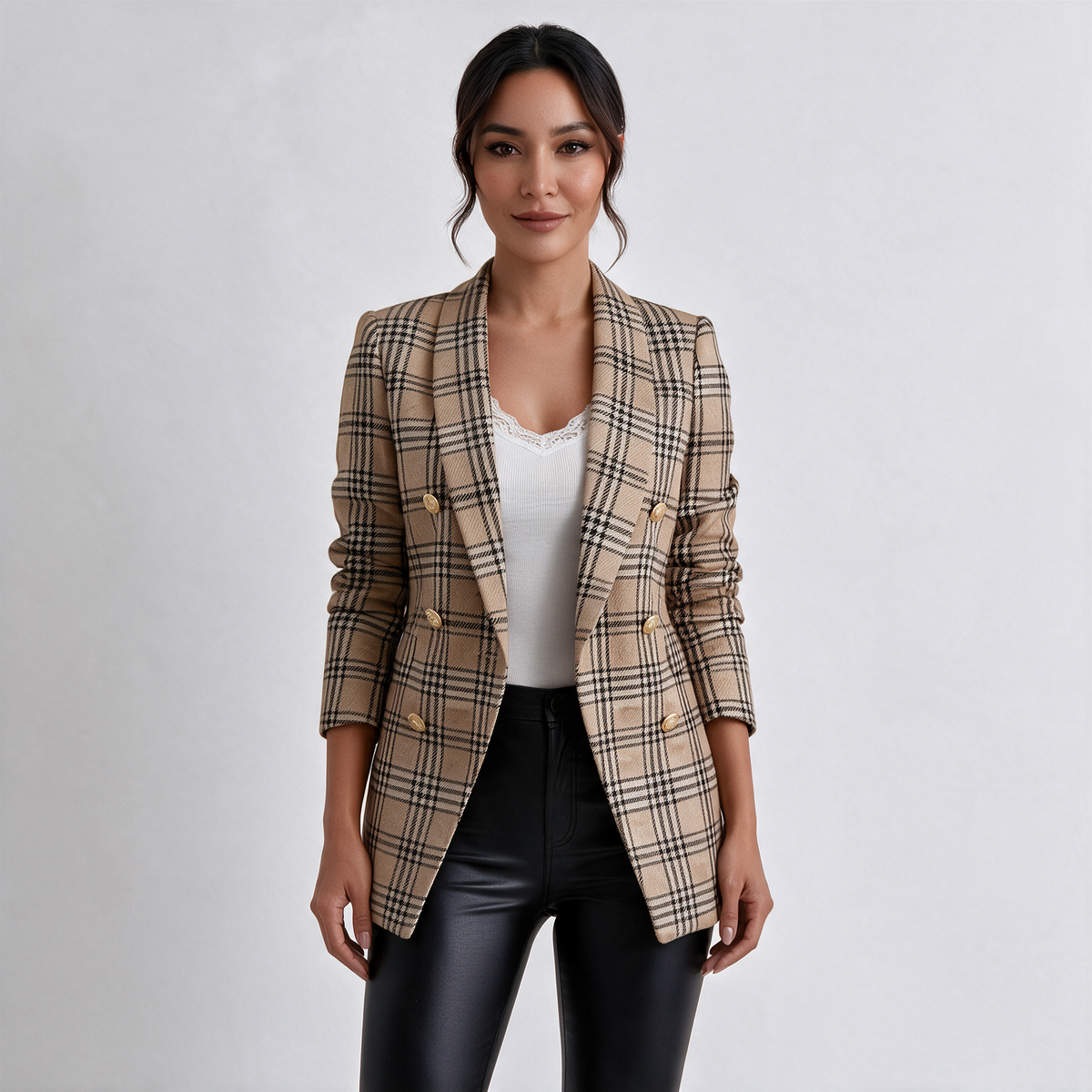 Abrigo Blazer Mujer Doble Botonadura Estampado