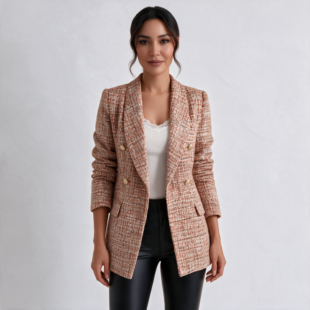 Abrigo Blazer Mujer Doble Botonadura Estampado