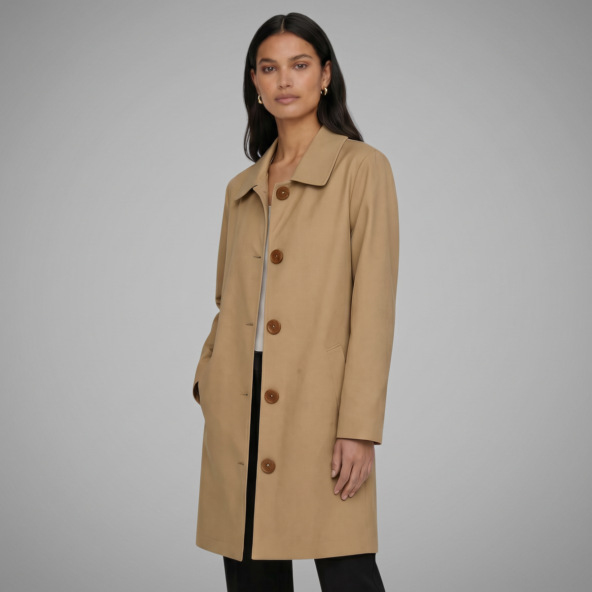 Women's Midi Trench Coat - Lightweight Spring/Fall Coat