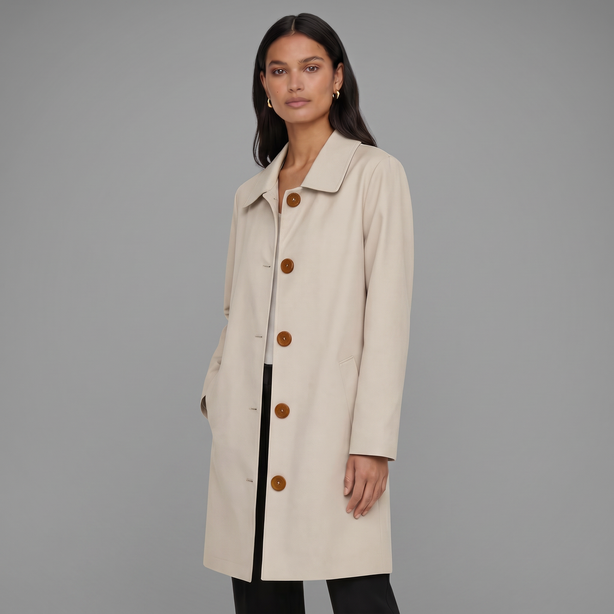 Women's Midi Trench Coat - Lightweight Spring/Fall Coat