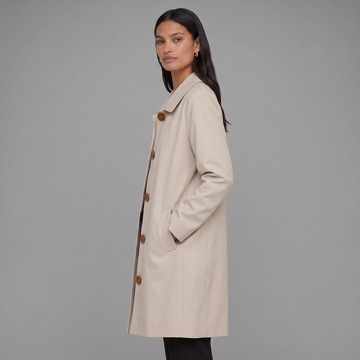 Women's Midi Trench Coat - Lightweight Spring/Fall Coat