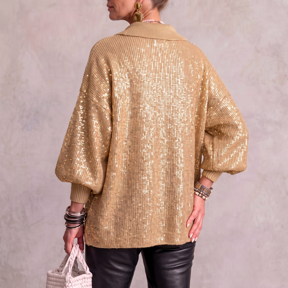 Cárdigan Mujer Oversize con Botones Metálicos
