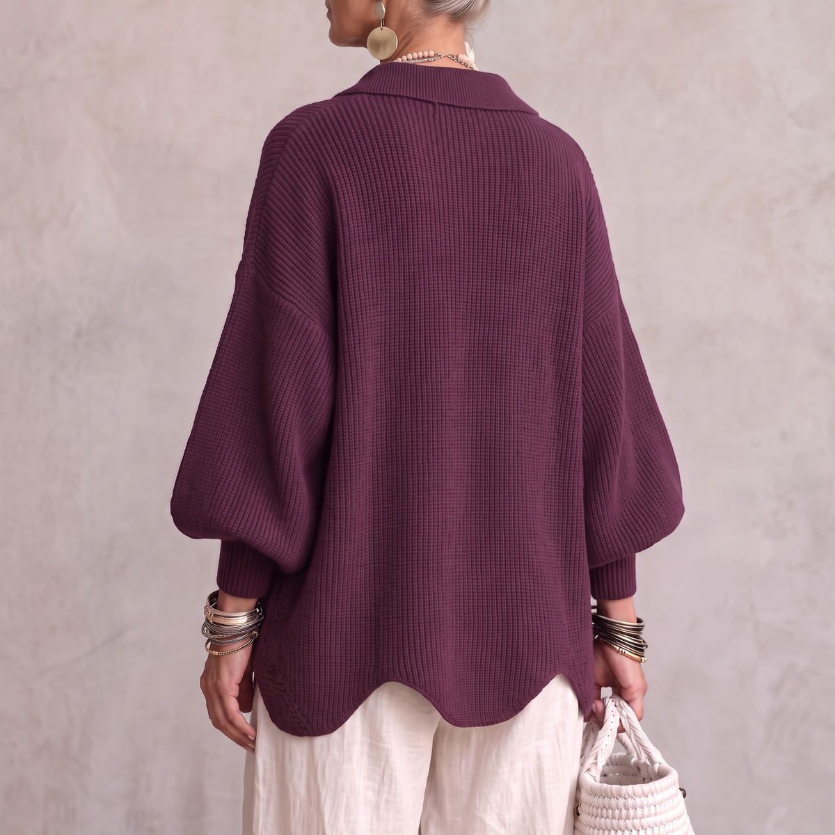 Cárdigan Mujer Oversize con Botones Metálicos