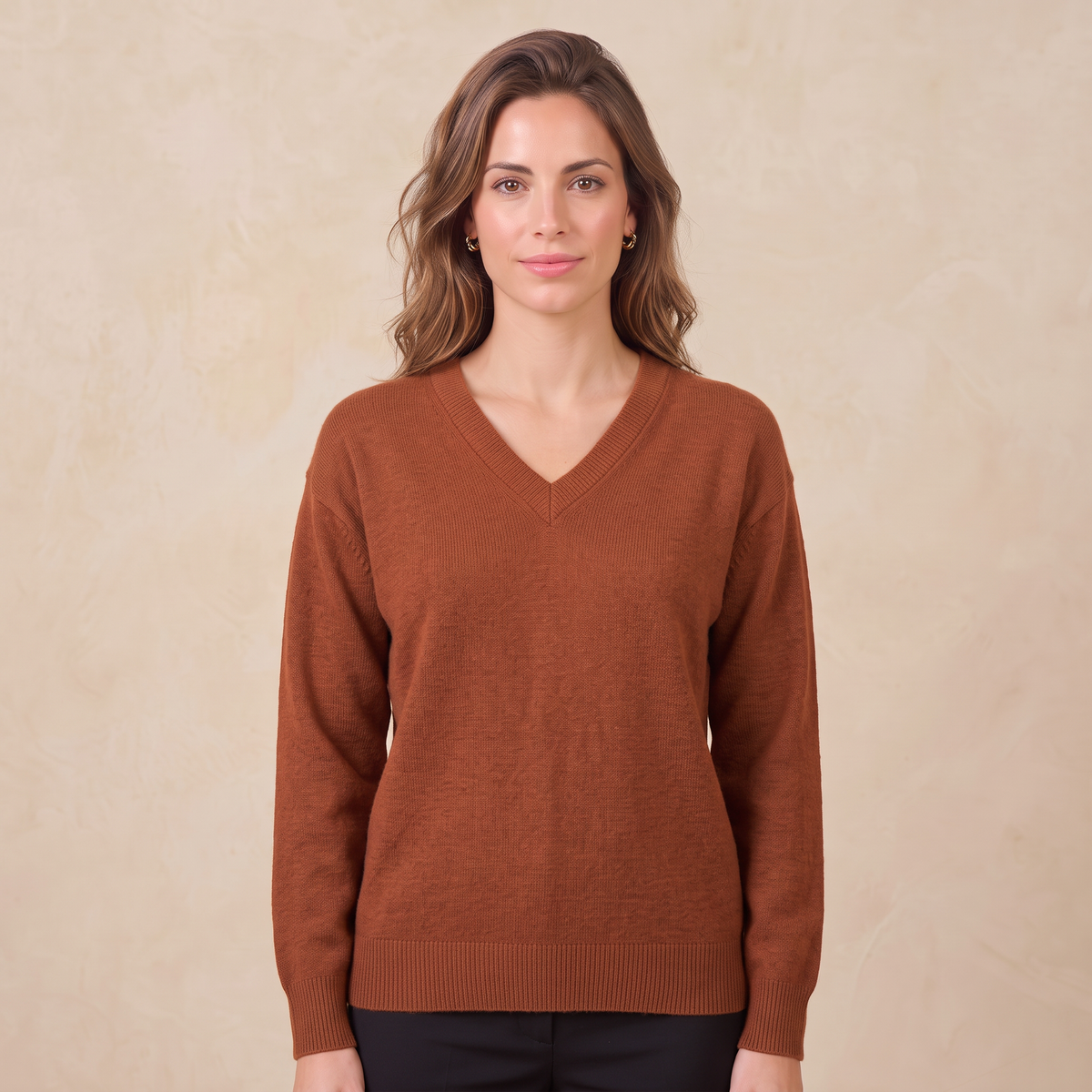 Jersey de Cashmere Mujer con Cuello Pico