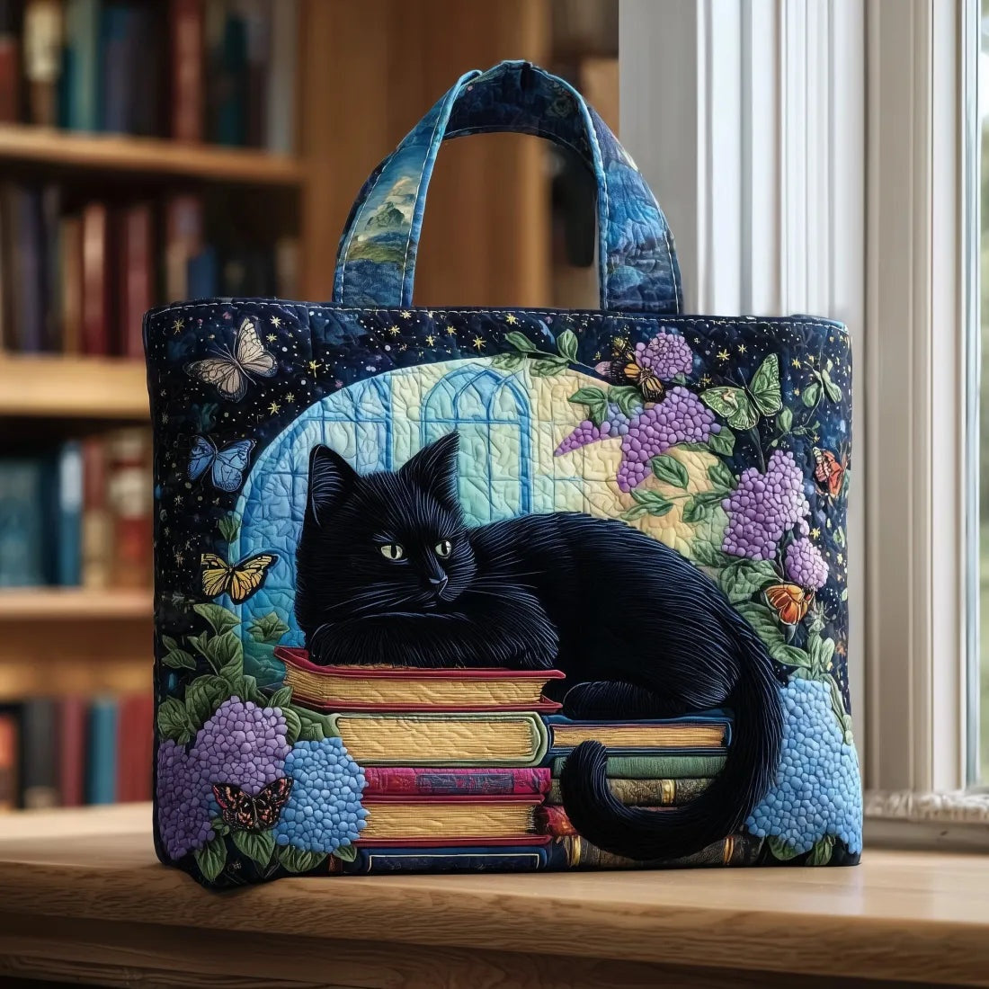 Women's Handmade Quilted Tote Bag - Dog, Cat and Floral Prints