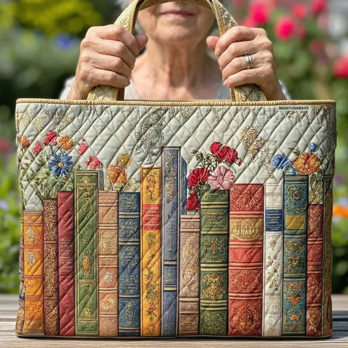 Women's Handmade Quilted Tote Bag - Dog, Cat and Floral Prints