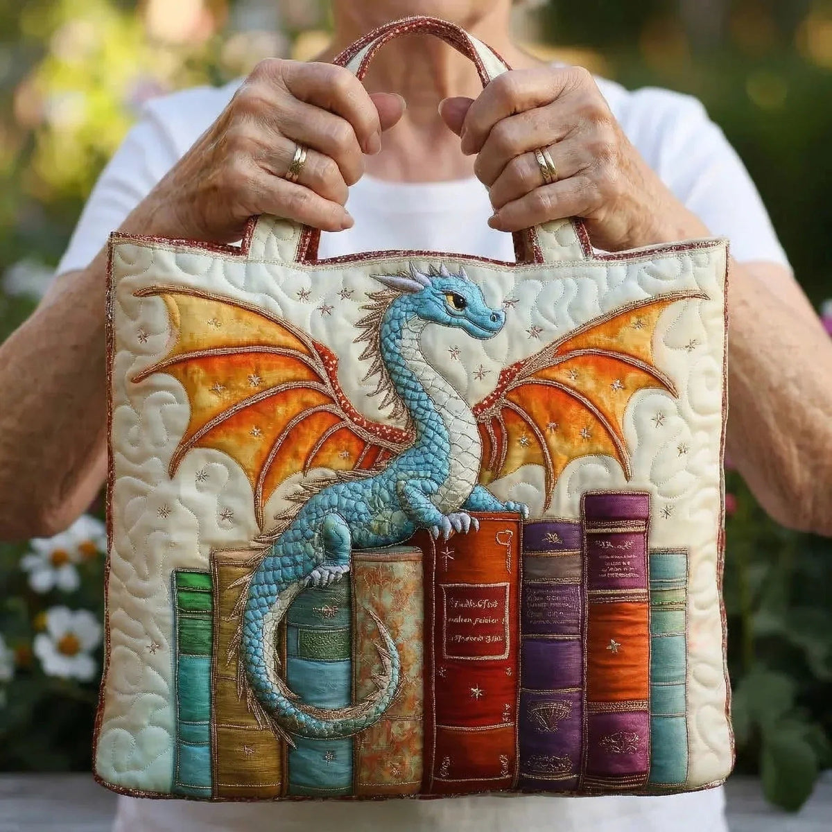 Women's Handmade Quilted Tote Bag - Dog, Cat and Floral Prints