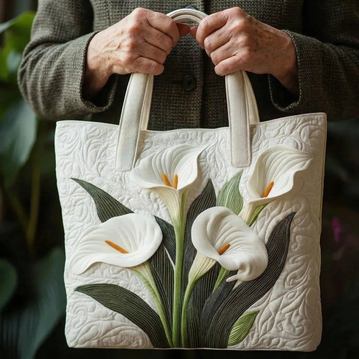 Women's Handmade Quilted Tote Bag - Dog, Cat and Floral Prints