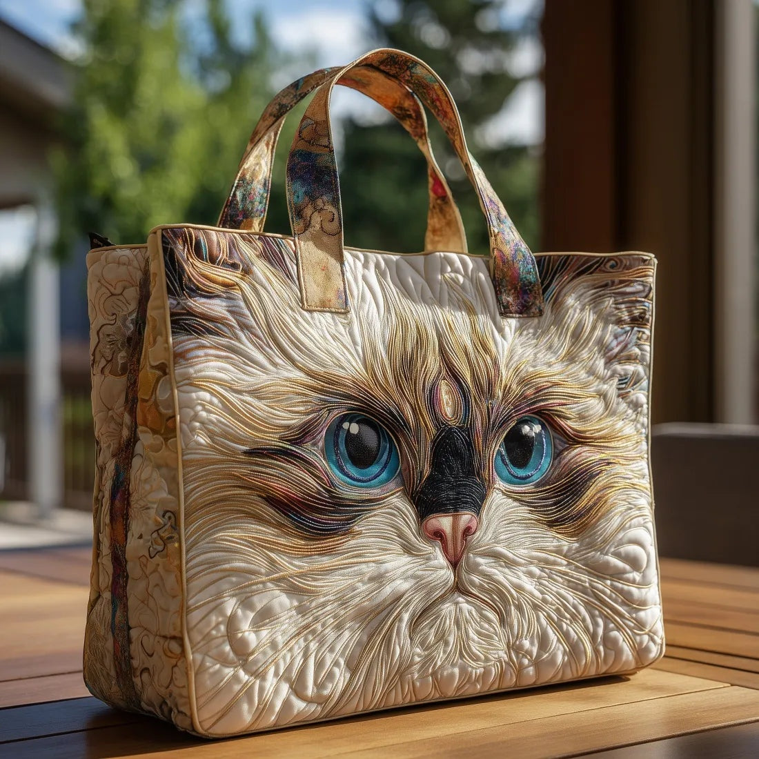 Women's Handmade Quilted Tote Bag - Dog, Cat and Floral Prints