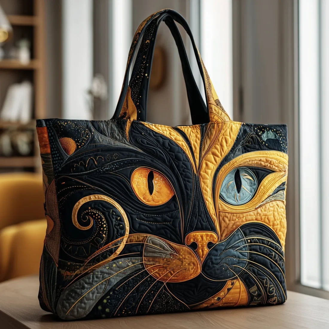 Women's Handmade Quilted Tote Bag - Dog, Cat and Floral Prints