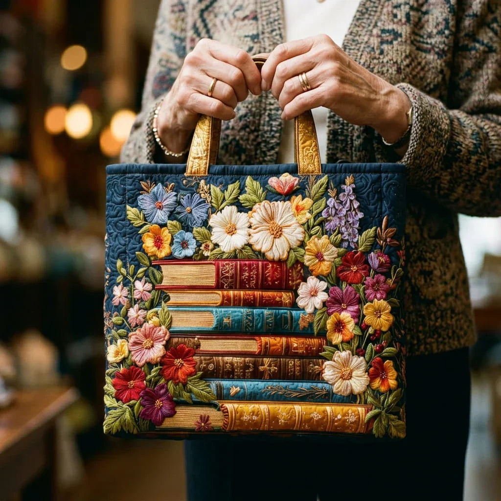 Women's Handmade Quilted Tote Bag - Dog, Cat and Floral Prints