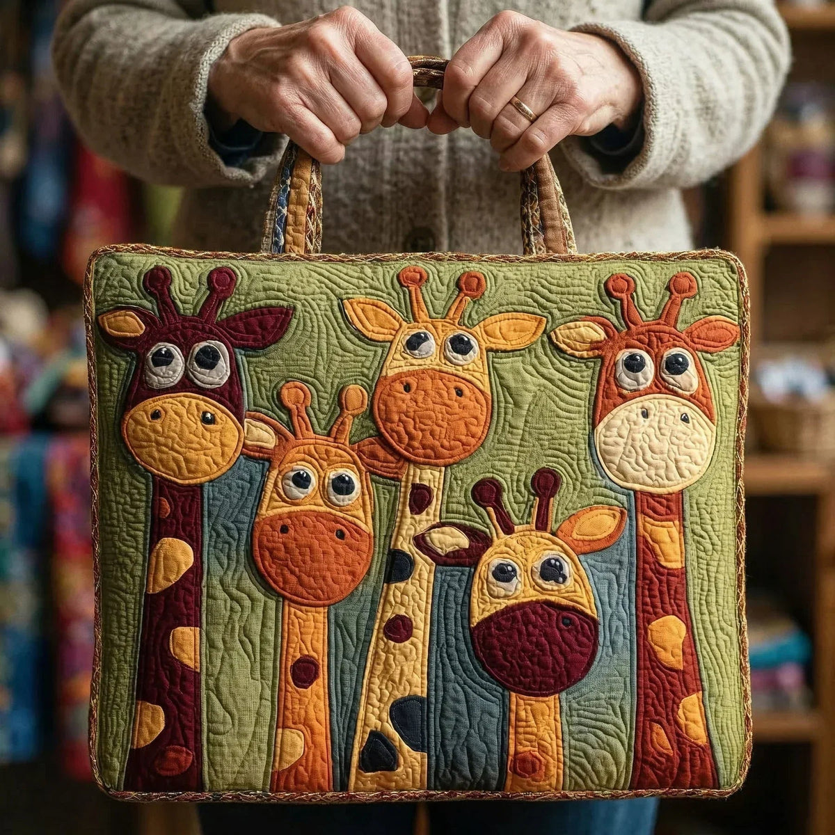 Women's Handmade Quilted Tote Bag - Dog, Cat and Floral Prints