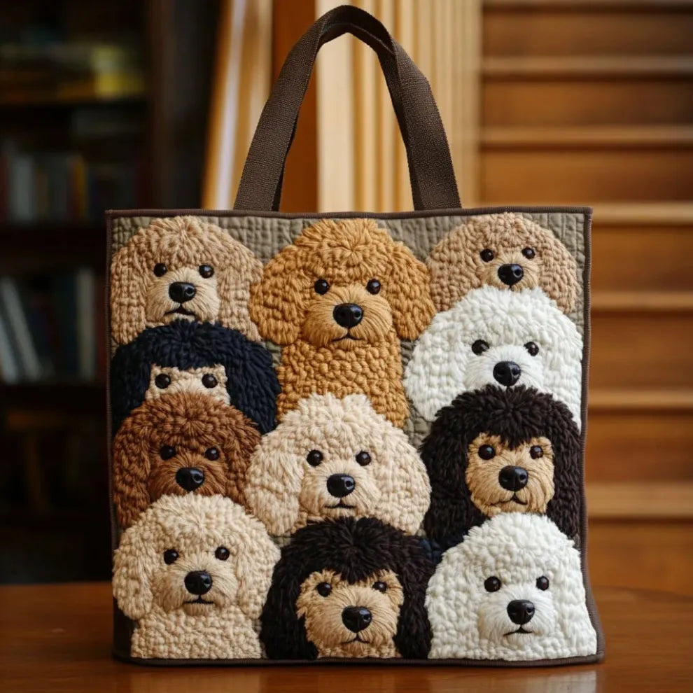 Women's Handmade Quilted Tote Bag - Dog, Cat and Floral Prints