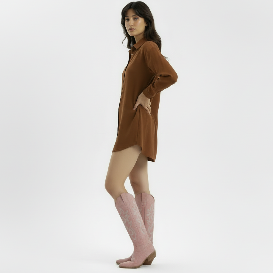 Botas vaqueras para mujer - Tacón cuadrado bajo, Elegancia