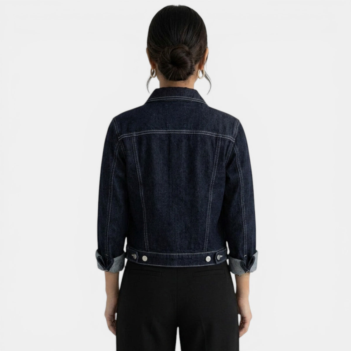 Women's Blue Cropped Denim Jacket with Lapels - Retro Blazer Style
