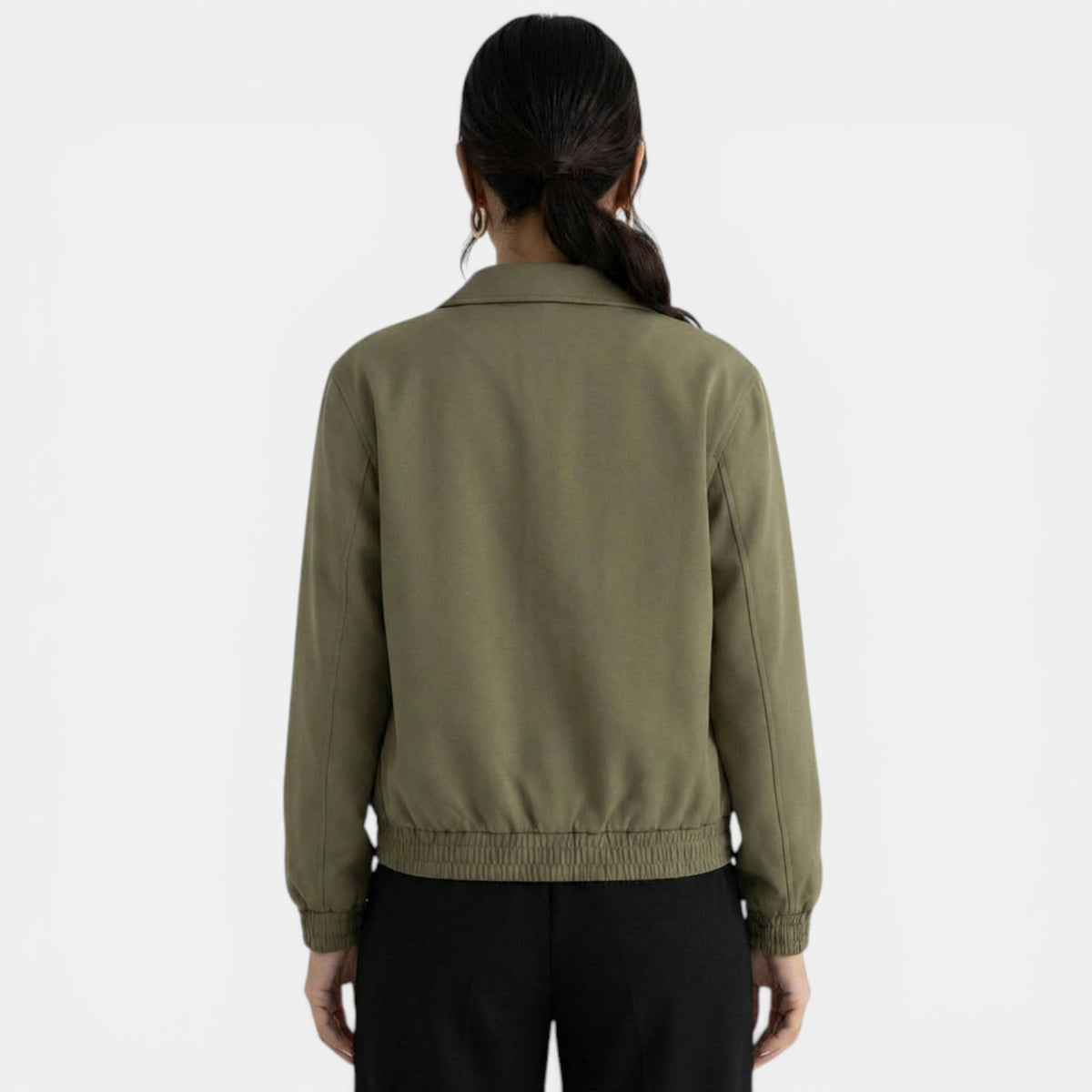 Chaqueta Verde Mujer Cremallera Elegante