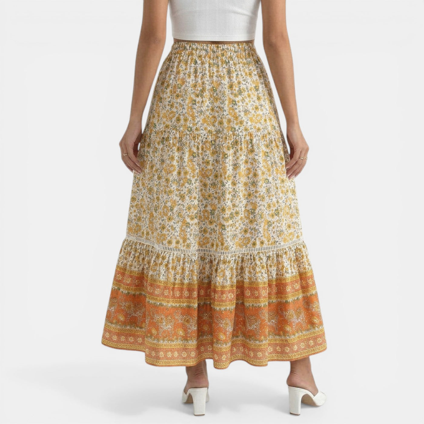 Boho Long Floral Lace Skirt