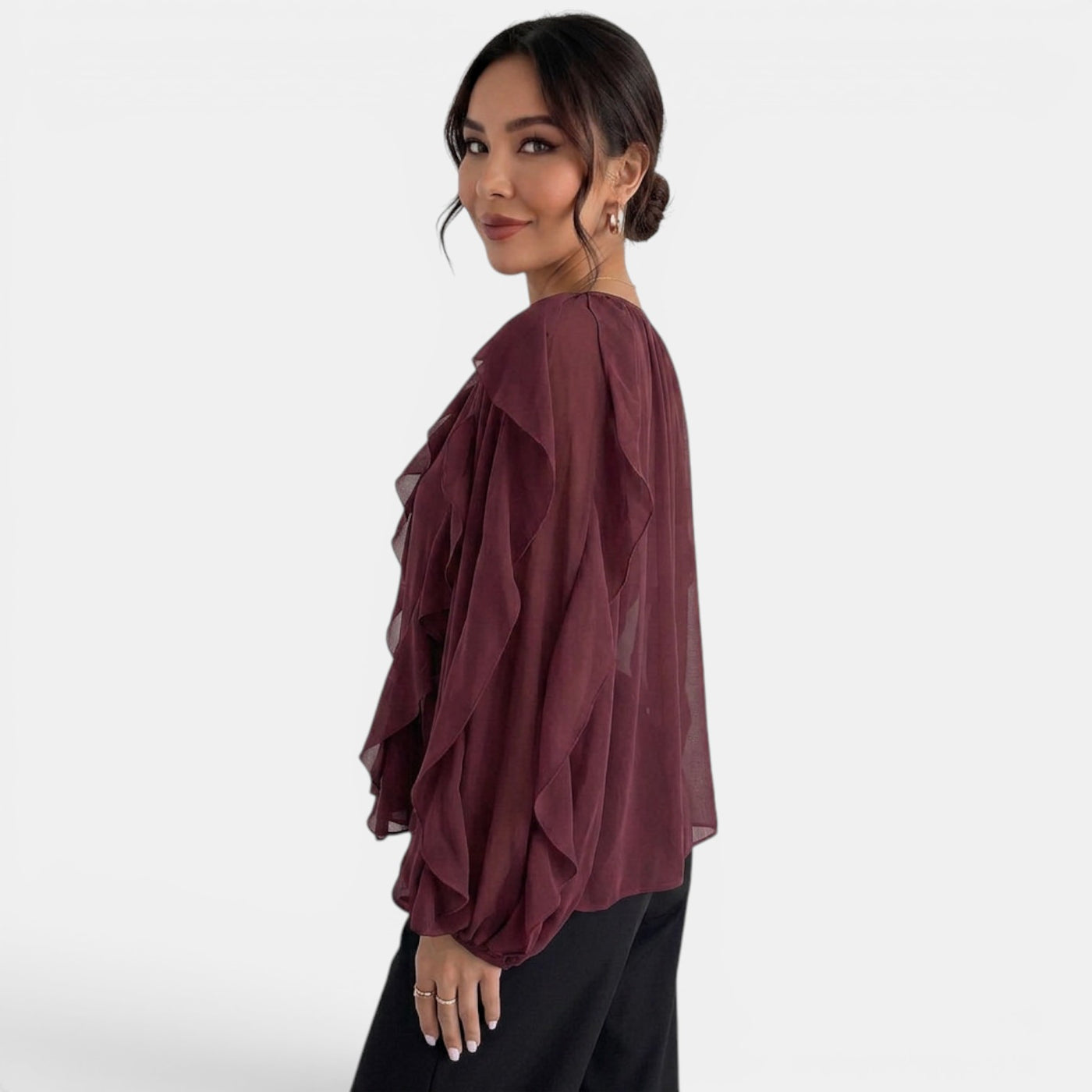 Blusa Mujer Escote V Volantes