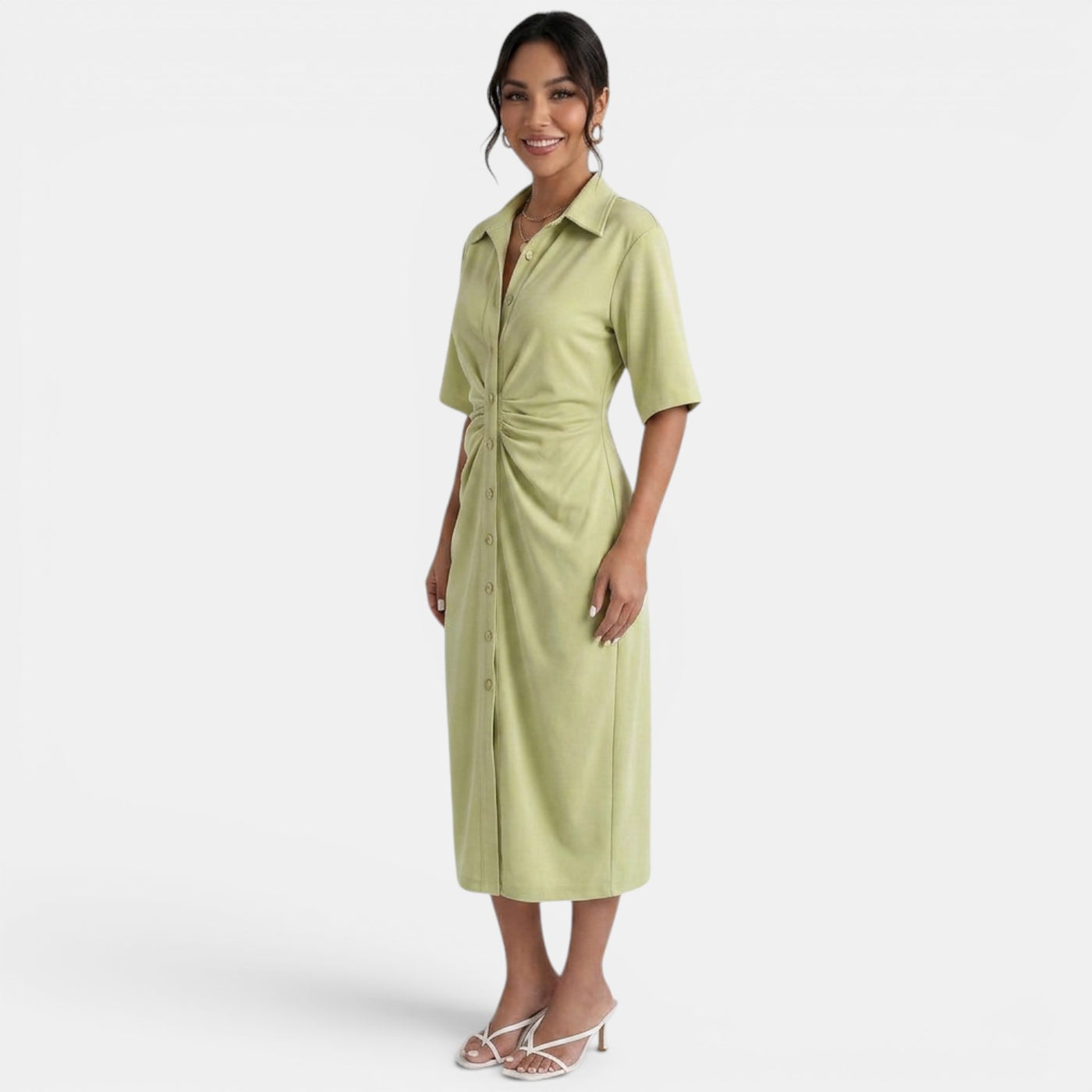 Elegant Shirt Midi Dress