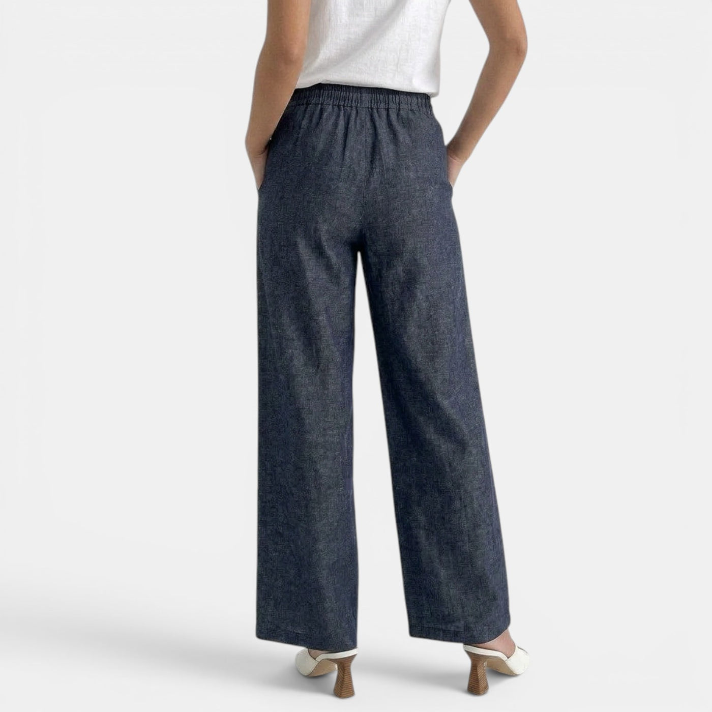 Women's Navy Blue Loose Fit Stretch Jeans