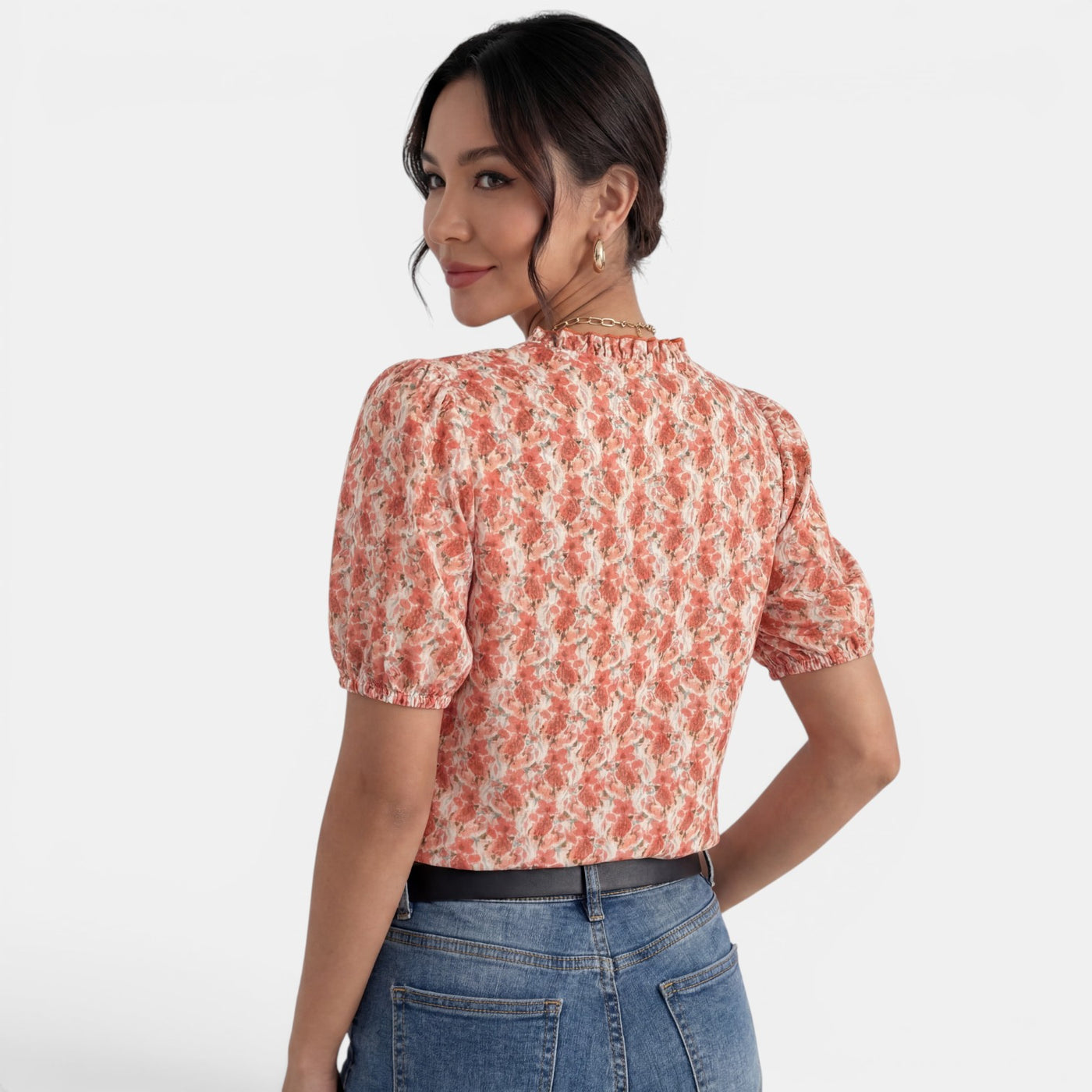 Camisa Roja Floral Mujer