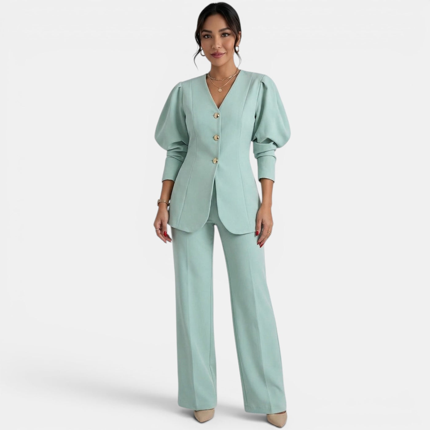 Conjunto Blazer Verde Menta Mujer Elegante