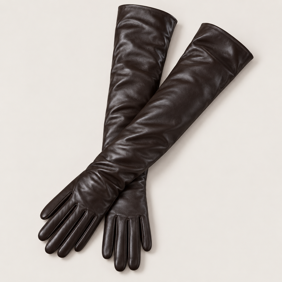 Women's Long Faux Leather Gloves - Touchscreen, 20 Inch Opera Length