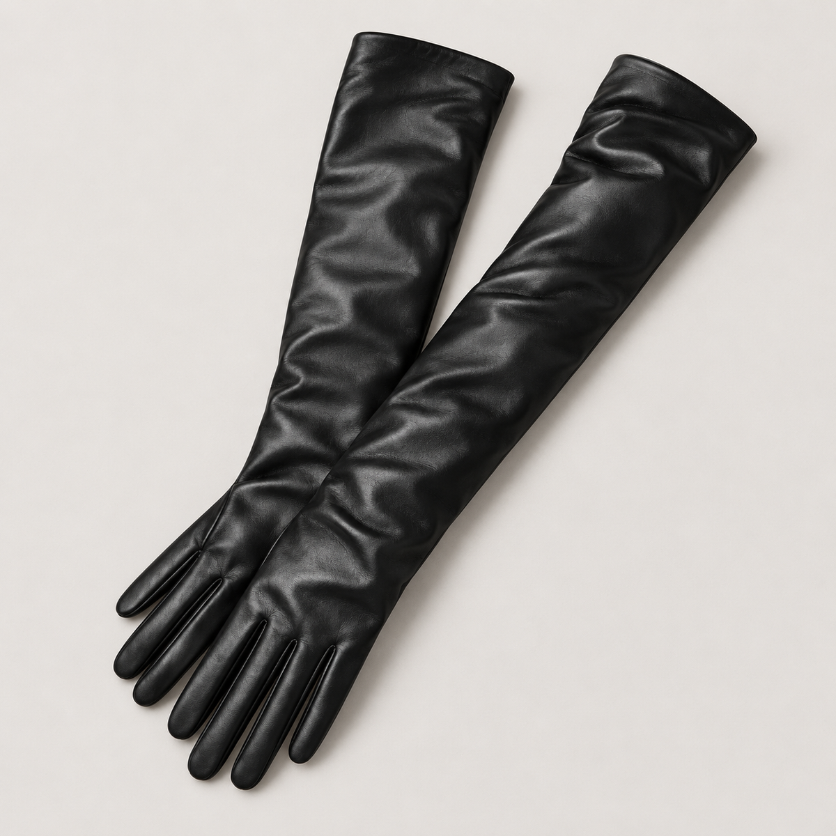 Women's Long Faux Leather Gloves - Touchscreen, 20 Inch Opera Length