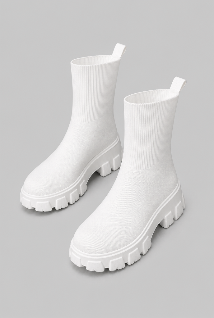 Women's Stretch Sock Boots - Chunky Platform Sole