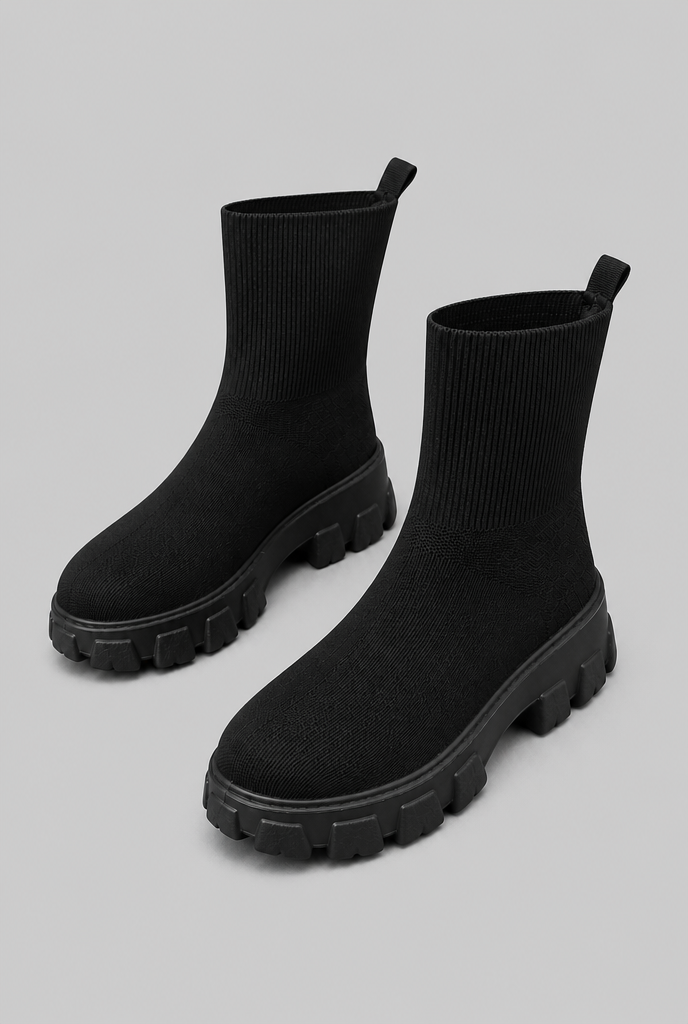 Women's Stretch Sock Boots - Chunky Platform Sole